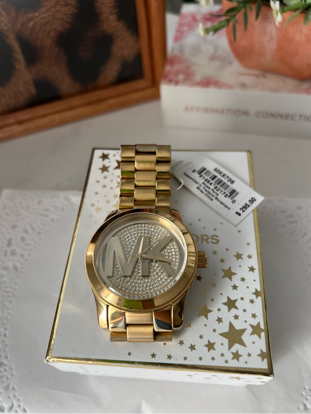Michael Kors Gold Crystal MK Logo MK5706 chunky Watch